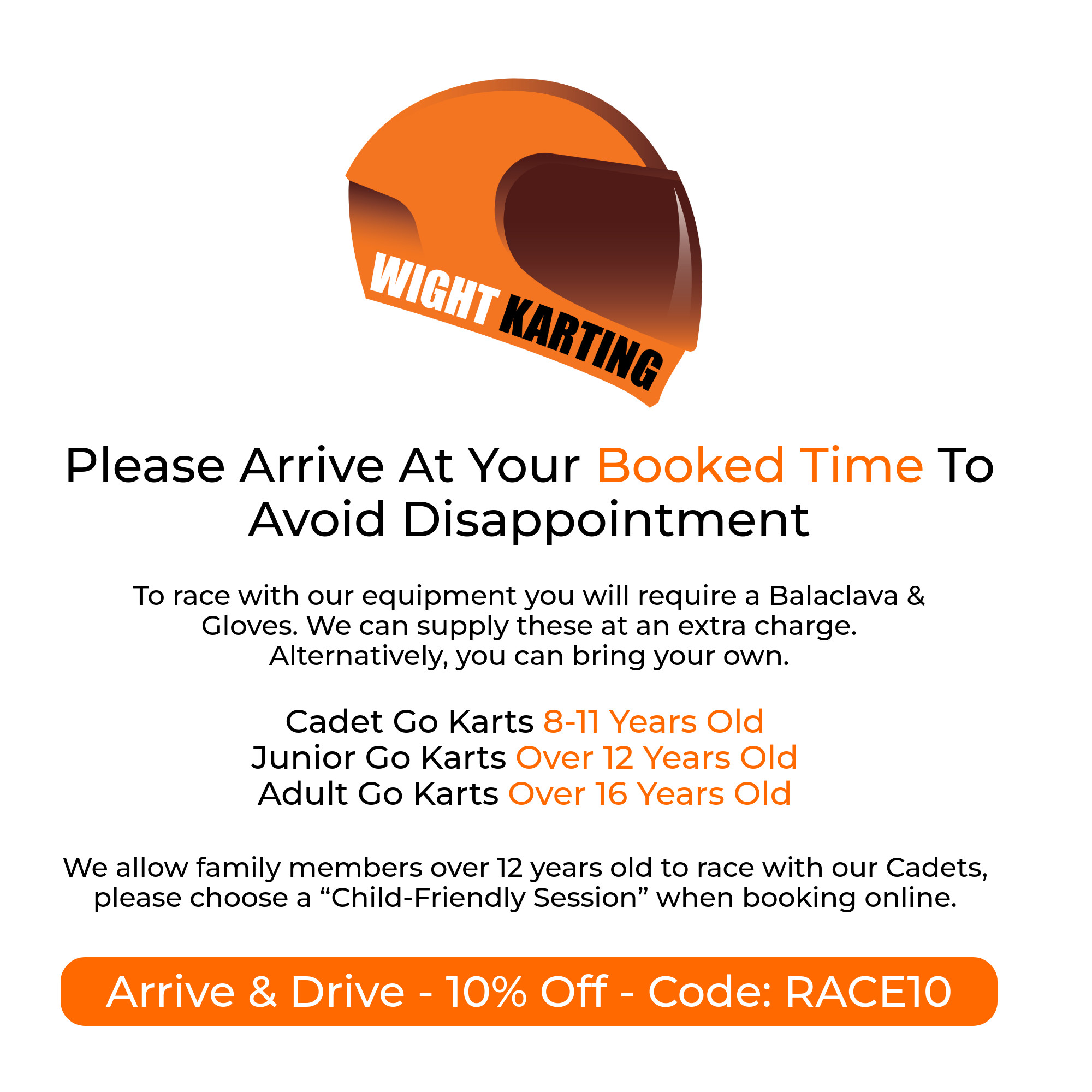 Book Online PopUp Message - Wight Karting